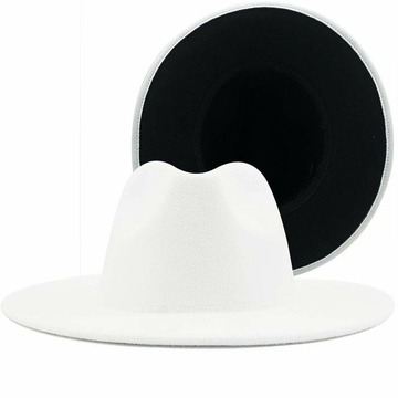 White with Black Base Fedora Hat