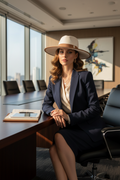 Cream Hat Executive Female Model