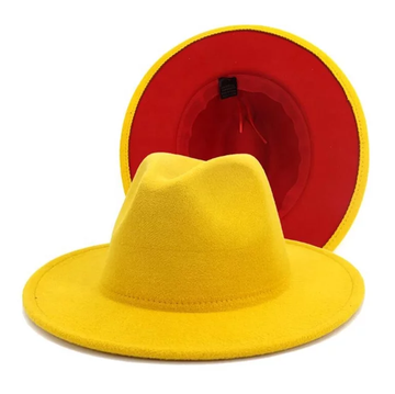 Yellow with Red Base Fedora Hat