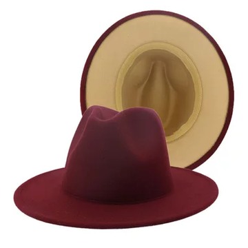 Burgundy with Caramel Base Fedora Hat