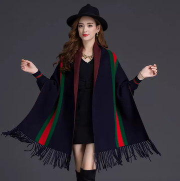 Navy Blue Stylish Kimono Cashmere