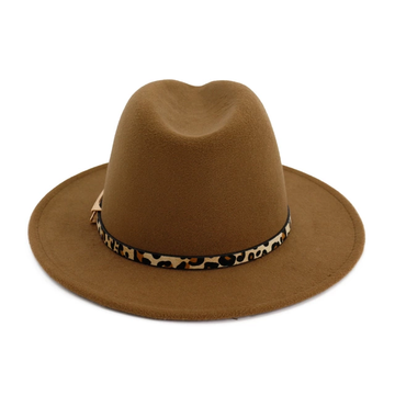 Fedora Hat with Animal Print Belt