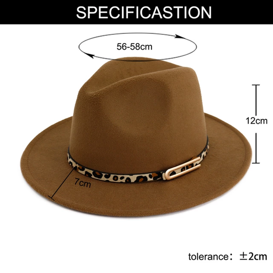 Fedora Hat with Animal Print Belt