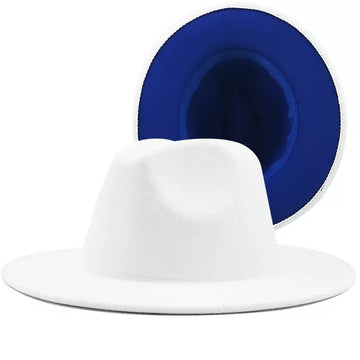 White with Royal Blue Base Fedora Hat