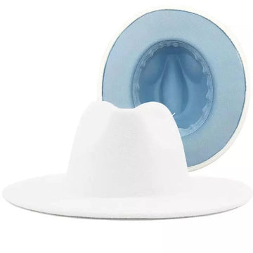 White with Sky Blue Base Fedora Hat