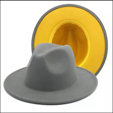 Gray with Yellow Base Fedora Hat