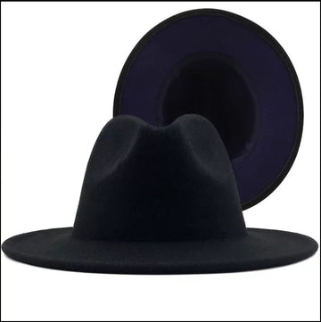 Black with Navy Blue Base Fedora Hat