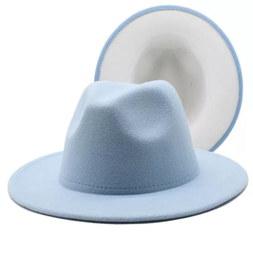 Sky Blue with White Base Fedora Hat