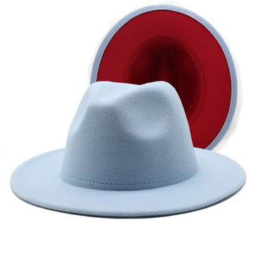 Sky Blue with Red Base Fedora Hat