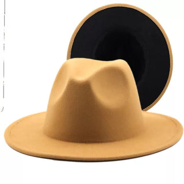 Caramel with Black Base Fedora Hat