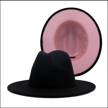 Black with Pink Base Fedora Hat