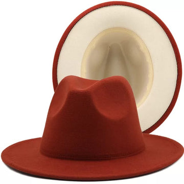 Burnt Orange with Cream Base Fedora Hat