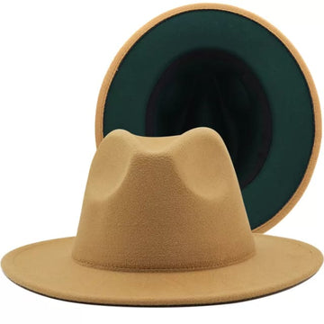 Caramel with Green Base Fedora Hat