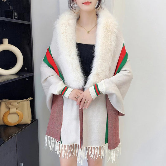 Stylish Warm Kimono Jacket with fur