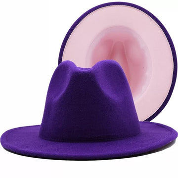 Purple with Pink Base Fedora Hat