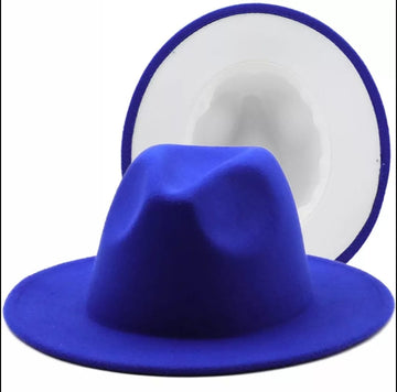 Royal Blue with White Base Fedora Hat