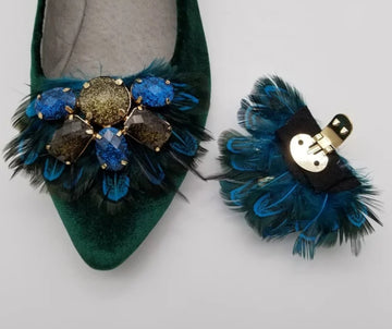 Feathers with stones detachable shoe clip