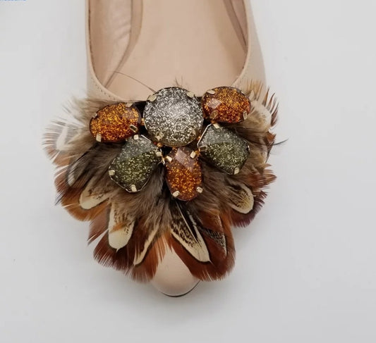 Feathers with stones detachable shoe clip