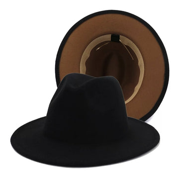 Black with Tan Base Fedora Hat