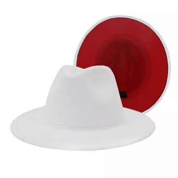 White with Red Base Fedora hat