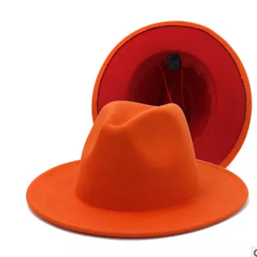 Orange with Red Base Fedora Hat