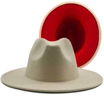 Cream with Red Base Fedora Hat