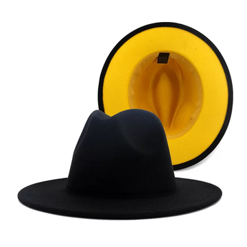 Black with Yellow Base Fedora Hat