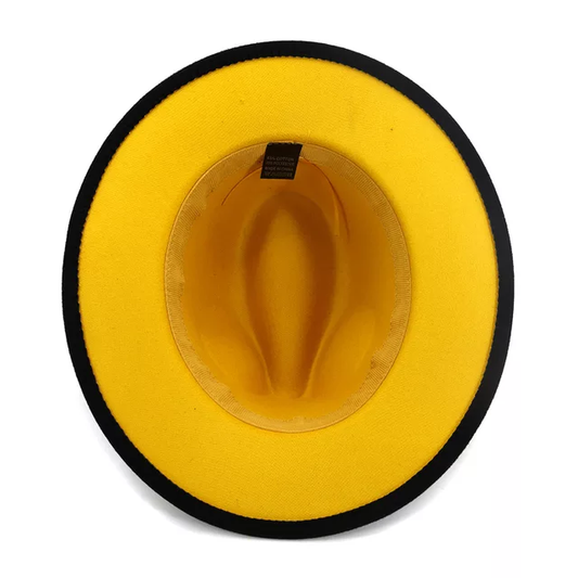 Black with Yellow Base Fedora Hat