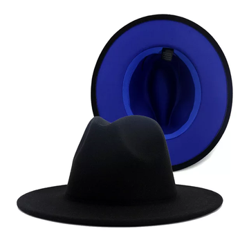 Black with Royal Blue Fedora Hat