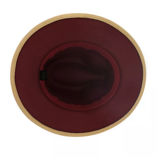 Caramel with Burgundy Base Fedora Hat