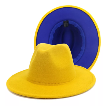 Yellow with Royal Blue Fedora Hat