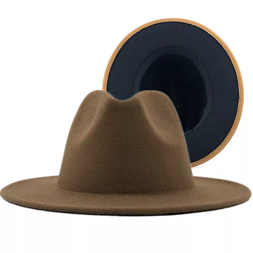 Tan with Black Base Fedora Hat