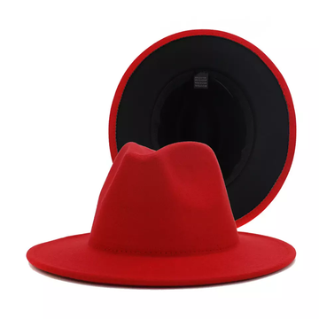 Red with Black Base Fedora Hat