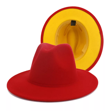 Red with Yellow Base Fedora Hat