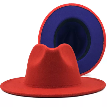 Red with Royal Blue Fedora Hat