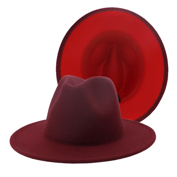 Burgundy with Red Base Fedora Hat